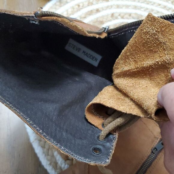 Steve Madden Womans Tropa Leather Lace Up, Round Toe Boot, 7.5 - Picture 10 of 10